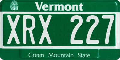VT license plate XRX227
