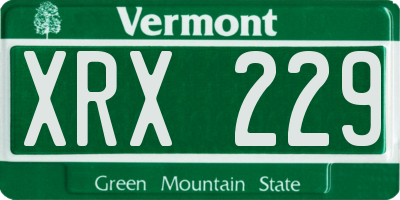 VT license plate XRX229