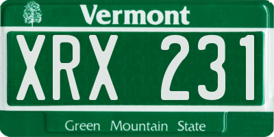 VT license plate XRX231