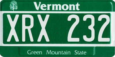 VT license plate XRX232