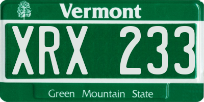 VT license plate XRX233