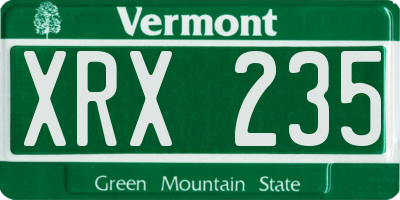 VT license plate XRX235