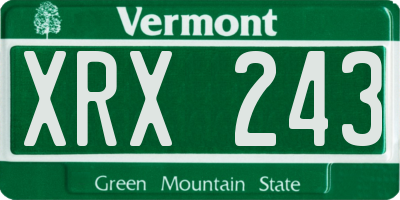 VT license plate XRX243