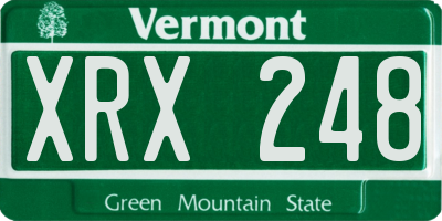 VT license plate XRX248