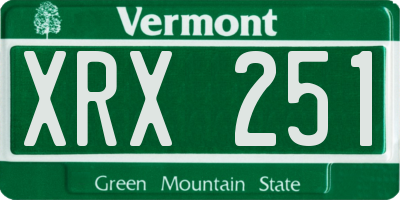 VT license plate XRX251