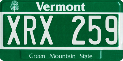 VT license plate XRX259
