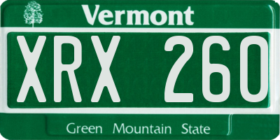 VT license plate XRX260