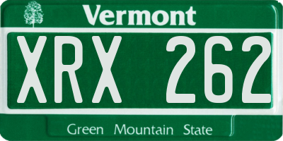 VT license plate XRX262