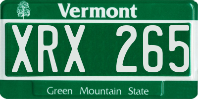 VT license plate XRX265
