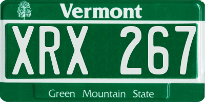 VT license plate XRX267