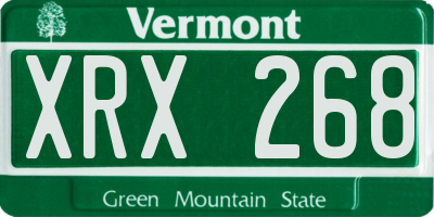 VT license plate XRX268