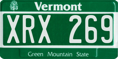 VT license plate XRX269