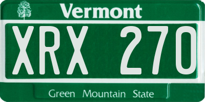 VT license plate XRX270