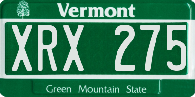 VT license plate XRX275