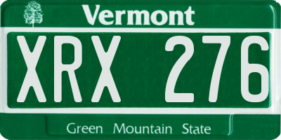 VT license plate XRX276