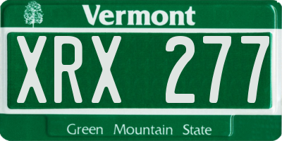 VT license plate XRX277