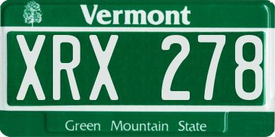 VT license plate XRX278