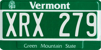 VT license plate XRX279