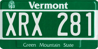 VT license plate XRX281