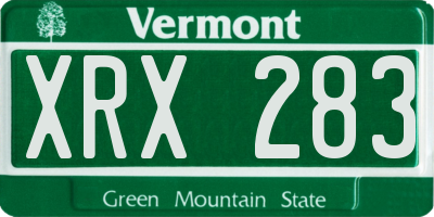 VT license plate XRX283
