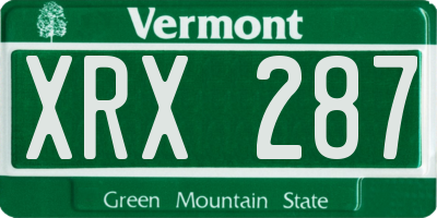 VT license plate XRX287
