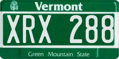 VT license plate XRX288