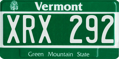VT license plate XRX292