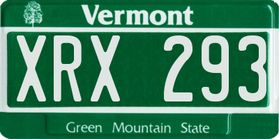 VT license plate XRX293
