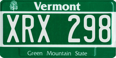 VT license plate XRX298