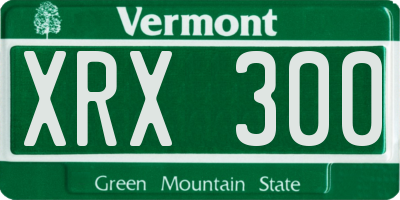 VT license plate XRX300