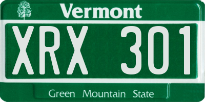 VT license plate XRX301