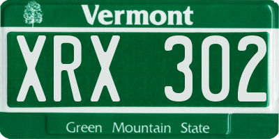 VT license plate XRX302