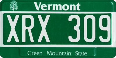 VT license plate XRX309