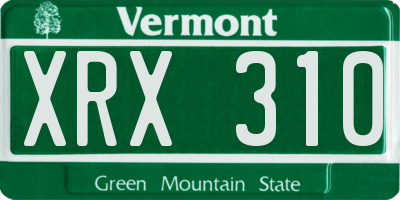VT license plate XRX310