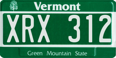 VT license plate XRX312