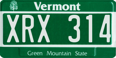VT license plate XRX314