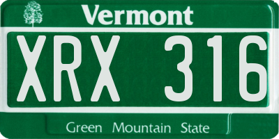 VT license plate XRX316