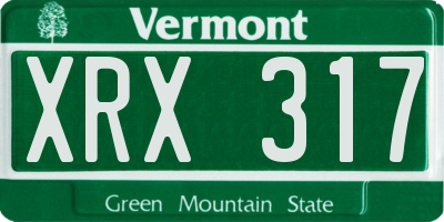 VT license plate XRX317