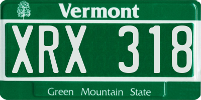 VT license plate XRX318