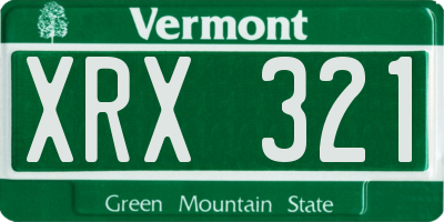 VT license plate XRX321