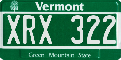 VT license plate XRX322