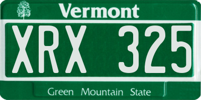 VT license plate XRX325