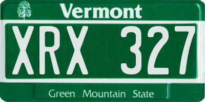 VT license plate XRX327