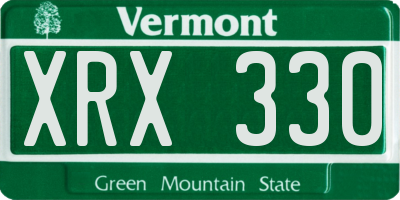 VT license plate XRX330