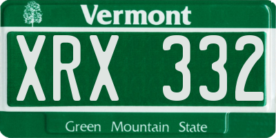 VT license plate XRX332