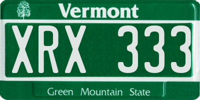 VT license plate XRX333