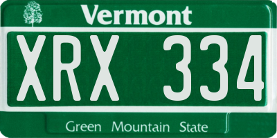 VT license plate XRX334