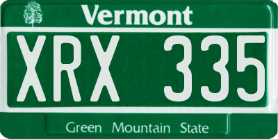 VT license plate XRX335