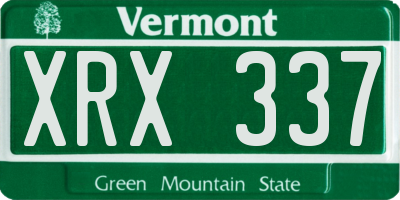 VT license plate XRX337