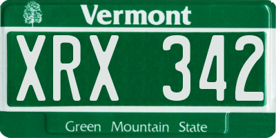 VT license plate XRX342
